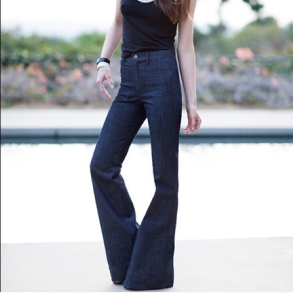 Emerson Made Wide Leg Flare High Rise 70s Jeans